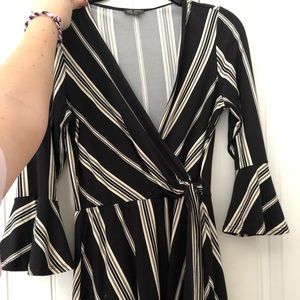 Black and white wrap dress